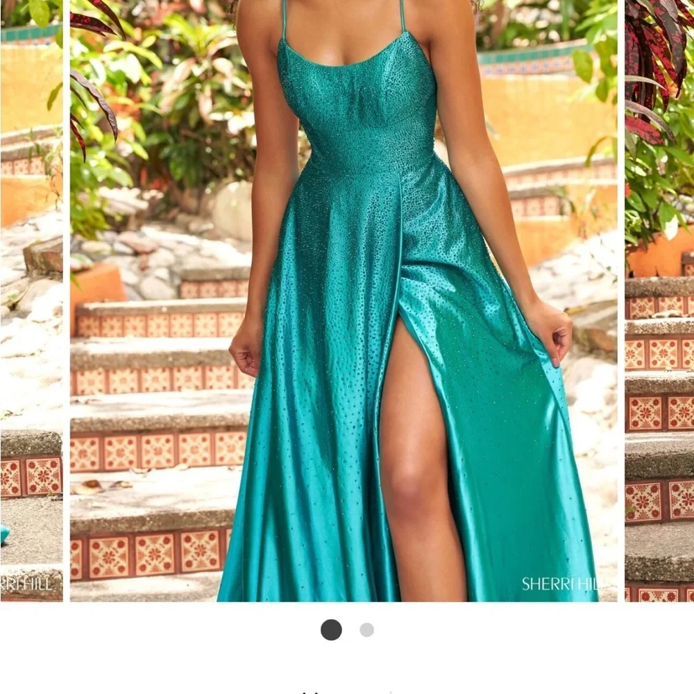 Elegant Teal Prom Dress - Picture 2 of 2